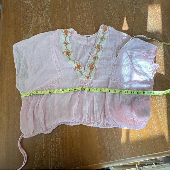 Free People S Pink Embroidered Crop Top Bohemian Style - Picture 7 of 11